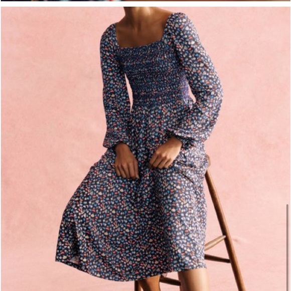 Boden floral print smocked midi dress size 16/18 - Picture 8 of 12
